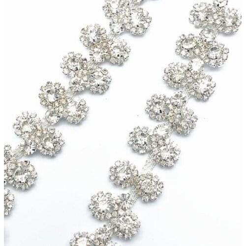 10Yards High Quality Crystal Rhinestone Chain Clear Trim Sewing Craft Silver Base For DIY Accessories