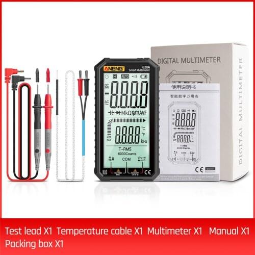ANENG 620A Digital Multimeter True-RMS Auto-Ranging AC/DC Volt Ohm Capacitance Continuity Temperature Frequency Meter NCV Tester