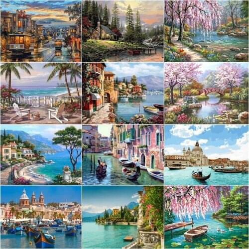 CraftArtGo 5D DIY Diamond Embroidery scenery Full Square Round Rhinestone Mosaic Painting Cross Stitch Flowers Diamond Kit