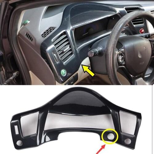 For Honda Civic 9th 2012 2013 2014 2015 Car Dashboard Frame Trim Cover Bezel ABS Carbon Fiber