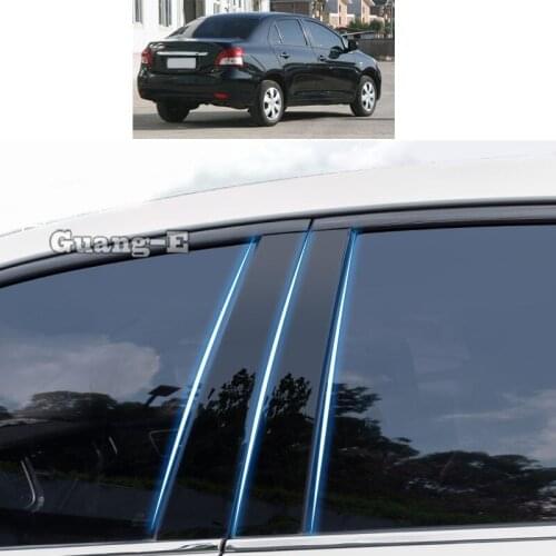 For Toyota Vios Yaris 2008 2009 2010-2013 Car PC Material Pillar Post Cover Door Trim Window Piano Black Molding Sticker Plate