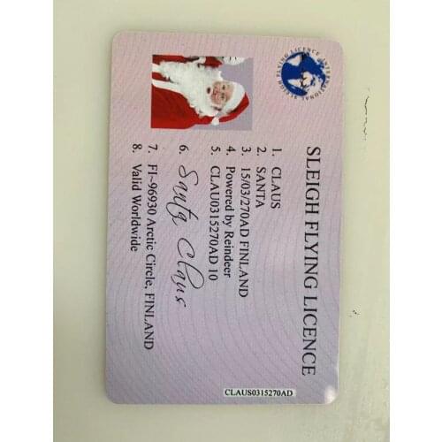 Creative Santa Claus Flight License Christmas Eve Driving Licence Christmas Gifts for Children Kids Christmas Tree Decoration