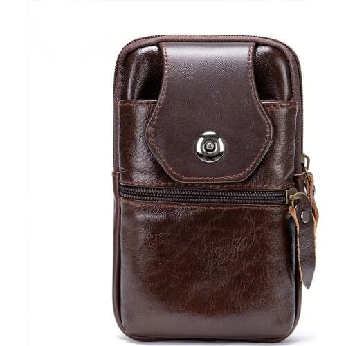 Hot Selling Belt Bag Travel Pouch Bags Genuine Leather Mobile Phone Bag Man Belt Pouch On Jeans Satchel Bag For Men
