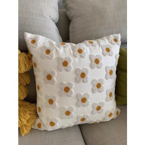 Small Fresh Little Daisy Pillow Cover Flower Cushion Cover Small Flower Lovely New Embroidered Pillow