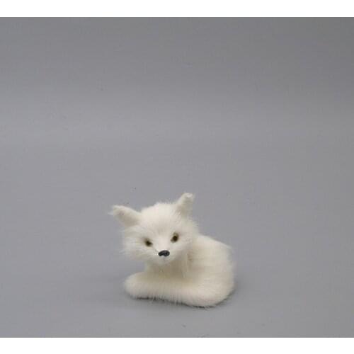 Mini white simulation fox model toy polyethylene & furs Curled up fox doll home decoration about 9x8cm p0045