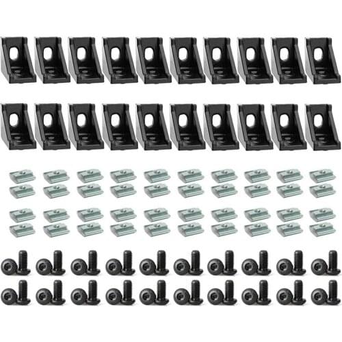 Aluminum Profile Connector Set, Angle Bracket, T-Nut and Hex Screw for Slot 6mm 20S Aluminum Rail Fitting