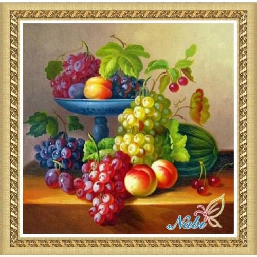 Fruits kits dmc beadwork 0216R - Round Diamond embroidery cross stitch diamond mosaic painting