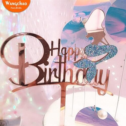 Charming Glitter Acrylic Mermaid Cake Topper Mermaid Decoration Birthday Cake Accessories Beautiful Mermaid Party Supplies