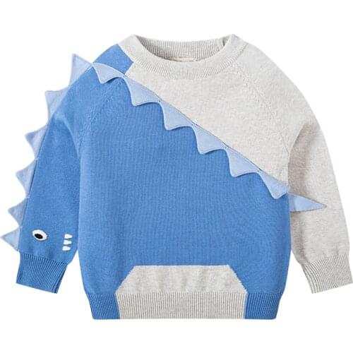 Autumn Baby Girls Boys Sweaters Coat Kids Knitting Pullovers Tops Baby Boys Girls Cartoon Long Sleeve Sweaters Dinosaur Print