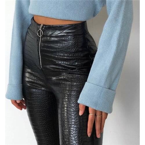 Autumn Pants Women PU Leather High Waist Pants Trousers Fashion Ladies Streetwear Sexy Club Pants Women Pants 2020