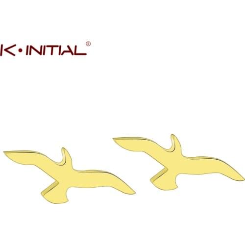 Kinitial New Design Fashion Charm Bird Earring Metal Seagull Stud Earrings For Women Gift Party Bijoux Wholesale Earrings 2019