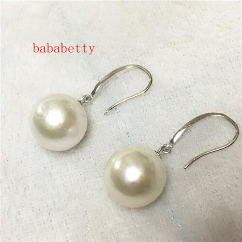 Wholesale new hot fashion Nuclear natural freshwater pearl Edison 925 sterling silver earrings 12-13MM