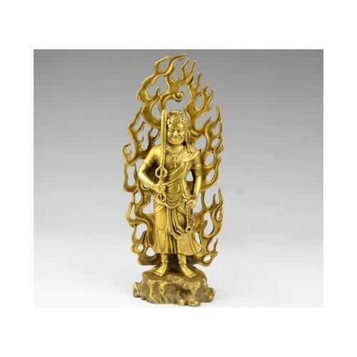 Tibet Buddhism Brass Copper Acalanatha Fudo Hold Sword Bodhisattva Buddha Statue