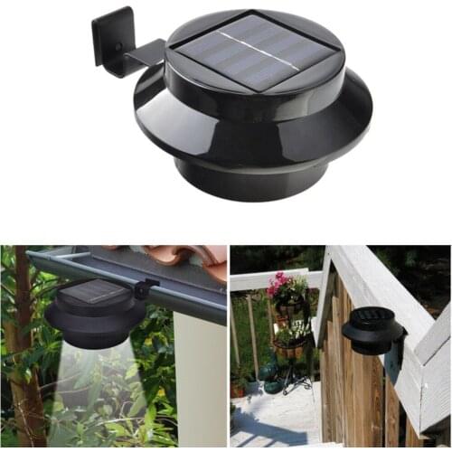 3 LED Solar Powered Outdoor Lights Fence Yard Wall Gutter Pathway Garden Lamp Black