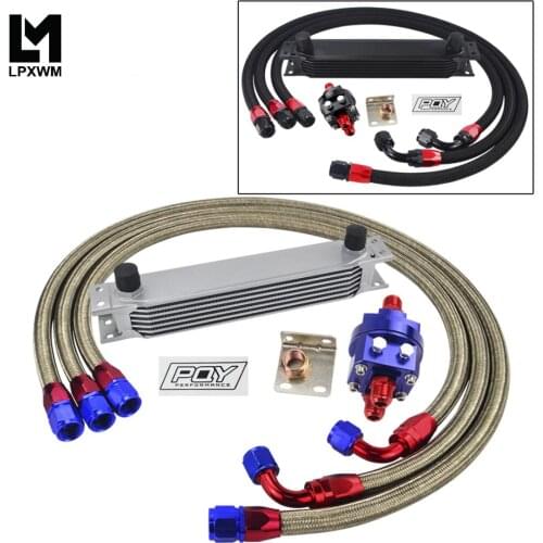 UNIVERSAL 7 ROW AN10 ENGINE TRANSMISS OIL COOLER KIT +FILTER RELOCATION WITH STICKER AND BOX