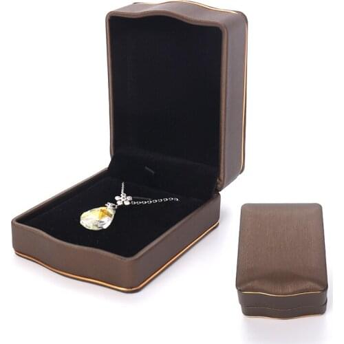 High Quality Brown Pendent Jewelry Display Storage Box For Female Earring Wedding Ring Packaging Gift Case Jewellery Organizers