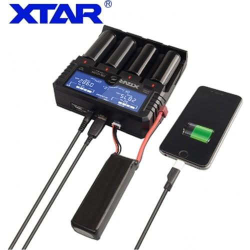 XTAR DRAGON VP4 PLUS Smart Battery Charger Set Pouch Probe Adapter Car Charger Fast Charging For Batteries 18650 Battery Charger