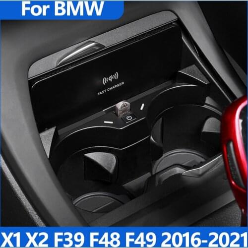 15W Car Charger BMW X1 X2 F39 F48 F49 2016-2021 Cigarette Lighter Wireless Mobile Phone Fast Wireless Charging Pad