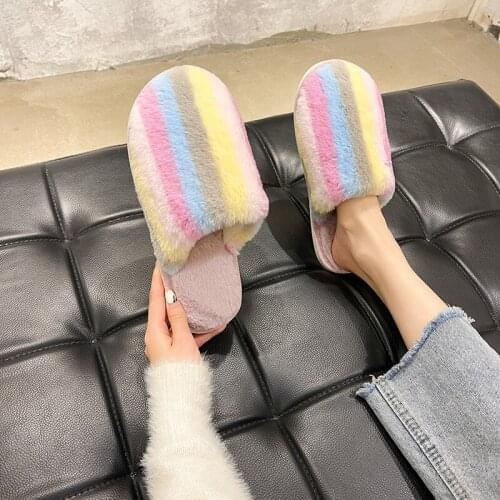 2021 Winter Indoor Slippers Women Mixed Colors Shallow Woman Slippers Fashion Home Ladies Shoes Casual Lady Shoe Pantuflas Femme