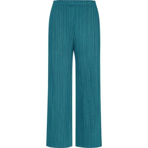 Issey Miyake womens pleated casual pants simple and versatile loose and comfortable stretch cropped trousers straight-leg pants