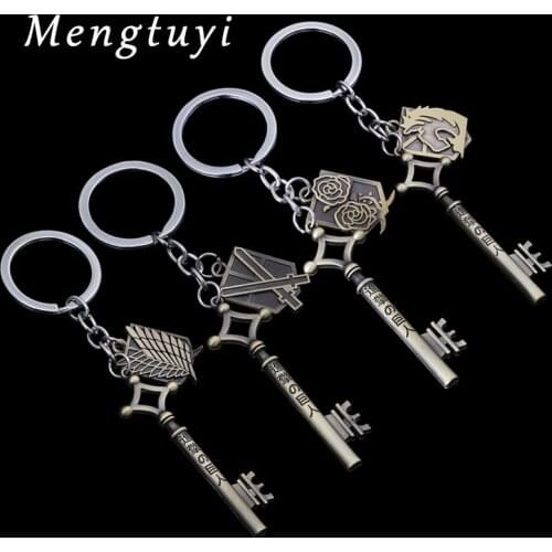 Anime Attack On Titan Necklaces No Kyojin Pendant Women Keychain Metal Key Shape Cosplay Jewelry Accessories Collier kolye