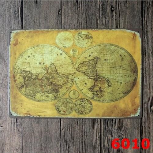 20x30CM Tin Sign Wall Decor Retro Metal Bar Poster Beer Old Ancient World Map Globe