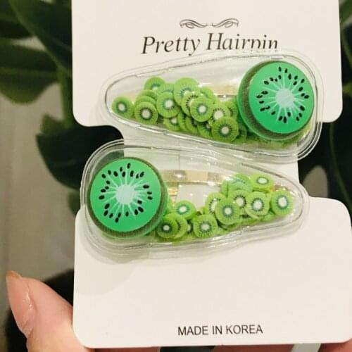 2PCS Girls Cute Fruit Watermelon Kiwi Colorful Hairpins Children Hair Clip Barrettes Headband Kids Fashion Hair Accessories
