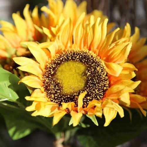 35cm 7 Heads Sunflowers Artificial Silk Flower Branch Wedding Party Home Garden Decoration flores artificiais decoration maison
