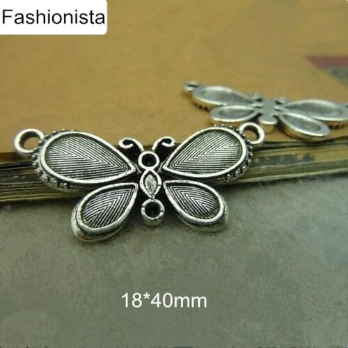 40 Antique silver /Bronze butterfly connector Charms Zinc Alloy Butterfly Charms Jewelry Supplies 18*40mm - Free Shipping
