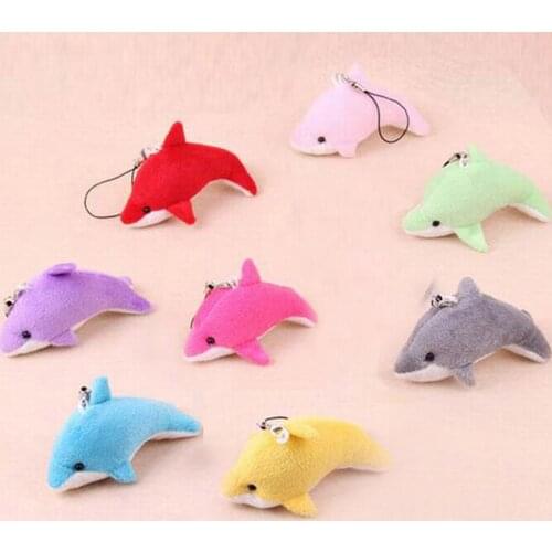 5Pcs Cute Colorful Phone Keychain Cartoon Dolphin Doll Animal Doll Home Decoration Gift Toy Filled/Stuffed Plush Doll Toy