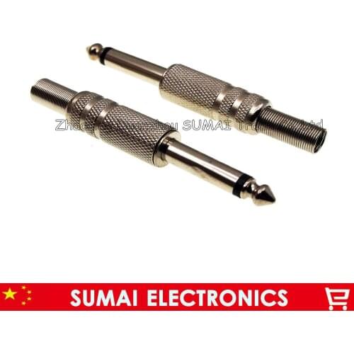 6.35mm Audio Plug, 6.35mm Male Mono Metal plug audio cable connectors