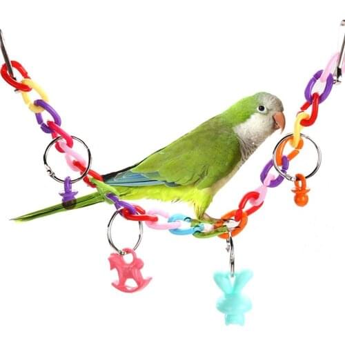 Colorful Parrot Pet Bird Acrylic Cage Bridge Leisure And Entertainment Swing Ladder Biting Chew Climb Toy Unique Design Pendant