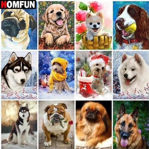 HOMFUN 5D Diy Diamond Painting Cross Stitch "Animal dog landscape" Home Decor Full Rhinestones Inlay Diamond Embroidery