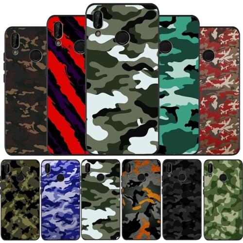 Army Green Camouflage black Silicone soft Case For Huawei P40 P30 P20 P10 P9 Lite Pro 2019 P smart Y6 Y9 2018 Back cover Shell