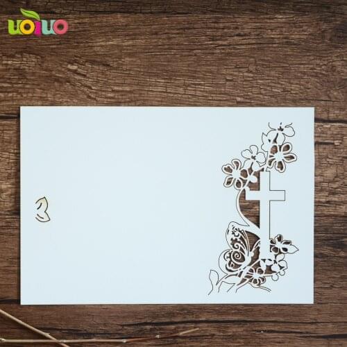 Free shipping 50set inc23 New Arrival Religious flavor flower cross chinese wedding invitation card sample Laser Cut invitation