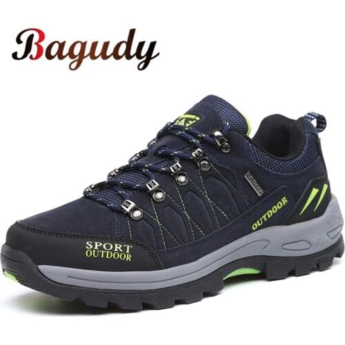 Brand All Season High Quality Waterproof Men Leather Sneakers Outdoor Man Hiking Boots Work Shoes Slip Casual Shoes Plus Size 47