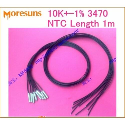Fast Free ship 100pcs/lot Thermistor 10K+-1% 3470 Length 1m NTC temperature sensor