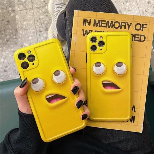 Funny Cartoon Stank Eye Yellow Case For iPhone XR X XS XSMax 12 11 Pro Max 7 8 Plus Funda Fashion Expression Soft Case Cover