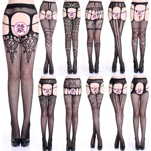 Fashion Sexy Lingerie Mesh Lace Stockings Women Black Fish Net Stockings Elastic Thigh High Free Removal Transparent Stocking