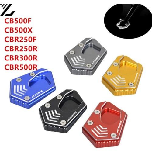 CBR LOGO Motorcycle Parts Side Stand Enlarger Kickstand Extension Plate Pad For HONDA CB500F CB500X CBR250F CBR250R 300R 500R