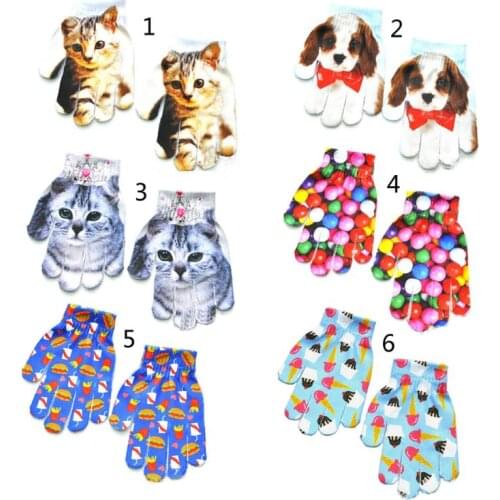 Kids Printing Gloves 3D Cartoon Animal Full Fingers Mittens Child Funny Glove