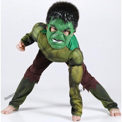 Kids Hulk Super Hero Muscle Costume Cosplay With Masks Children Halloween Fantasy Accessories Party Supplies Bat Man Costumes