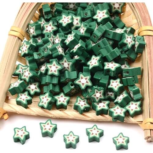 30pcs/Lot Carambola Fruit Beads Polymer Clay Beads Loose Spacer Chips Beads For Jewelry Making DIY Bracelet Accessories