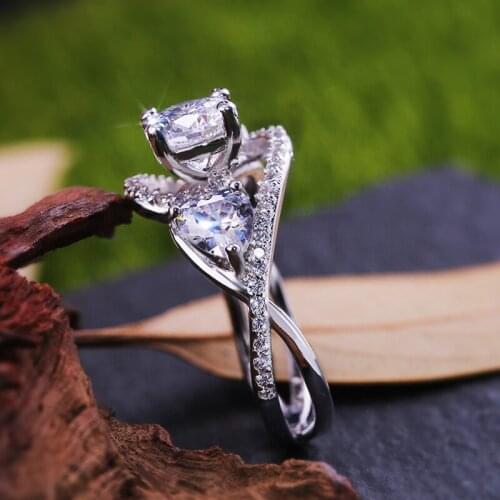 JK Retro Engagement Ring Band Vintage Twine Twig Design With Shiny Crystal Stone Supreme Artcraft Female Wedding Ring Gadget