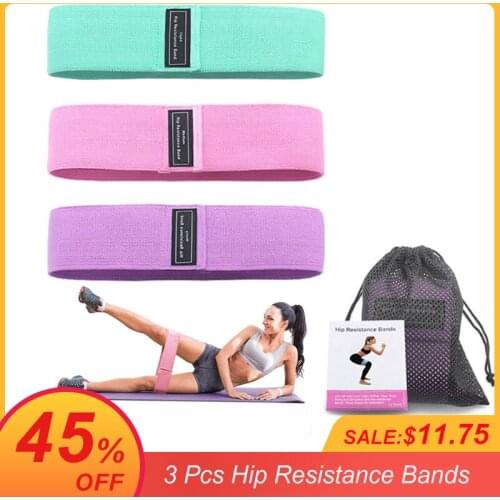 3 Pcs Hip Band Cotton Yoga Resistance Band Non Slip Fabric Fitness Yoga Pilates Legs and Butt Glute Workout Stretching Training