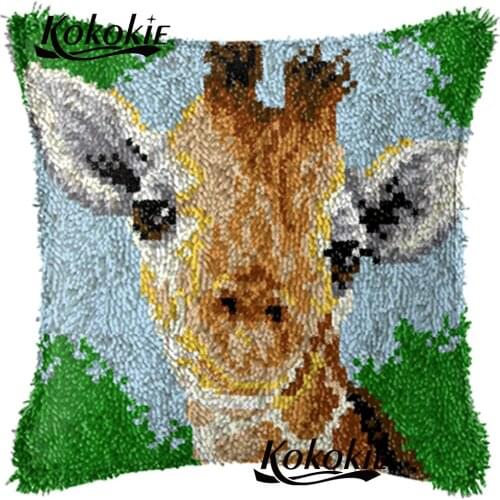 DIY rug printed pillow mat Cross-stitch Needlework Patchwork Pillowcase embroidery thread latch hook kit animals cushion blanket