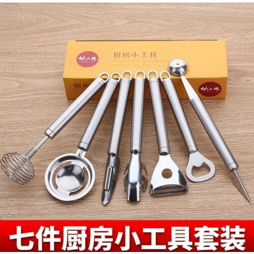 Kitchen Tools Utensil Stainless Steel Kitchenware Cookware Kitchen gadget utensil bottle opener peeler Egg beater 7pc/set