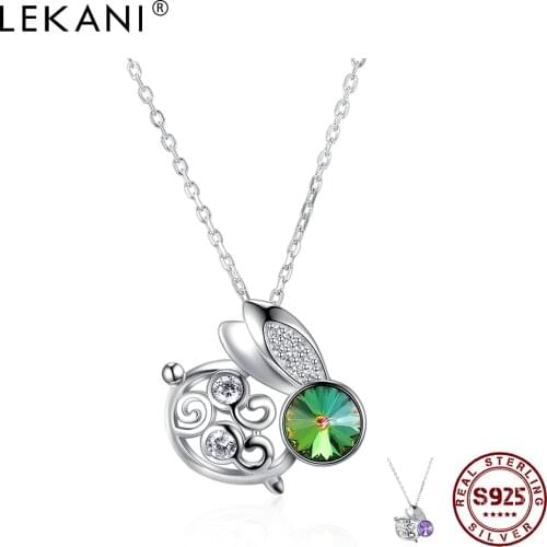LEKANI Creative Animal Rabbit Pendant Necklaces Silver 925 Exquisite Crystal Women Necklace Chain Friends Anniversary Gift New