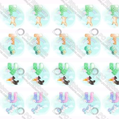 16-75MM Animals&&Letter Printed Grosgrain&Sati& Foe&Lanyard DIY Handmade Materials Christmas Wedding Gift Wrap Tape 50yards