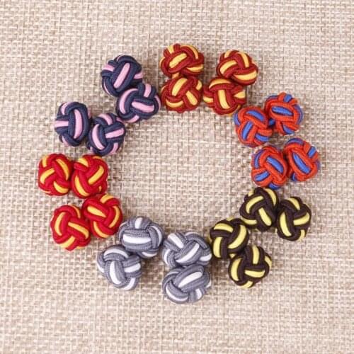 Linbaiway Novelty Silk knots Cufflinks Handmade Elastic Double Rope Ball Cuff Links Shirt Christmas Gift Party Custom LOGO